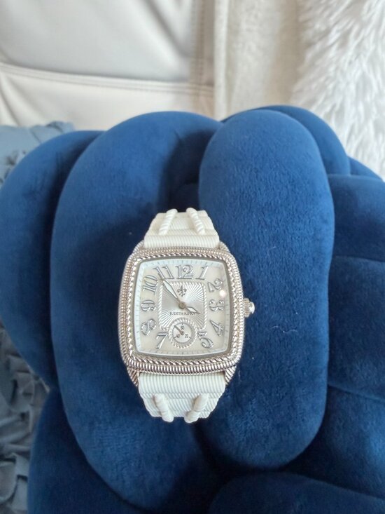 Judith Ripka White Silicone Diamonique Square Watch EUC main image 5